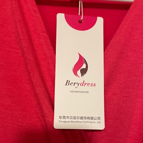 Berydress red Faux Wrap Dress women’s medium  - NWT - Picture 2 of 5